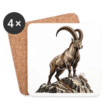 Alpensteinbock – König der Felsen - Untersetzer (4er-Set) - Weiß - Vorne