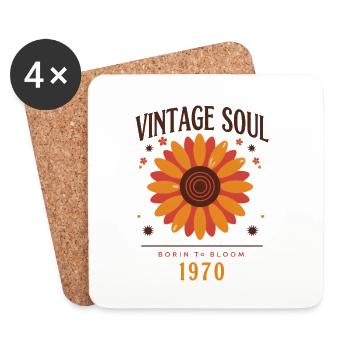 Vintage Soul Blume 1970 - Untersetzer (4er-Set) - Weiß - Vorne
