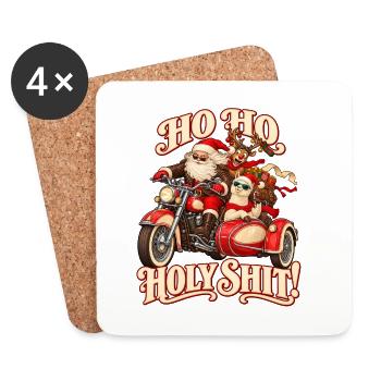 Santa on Motorcycle Naughty Ho Ho Ho - Untersetzer (4er-Set) - Weiß - Vorne