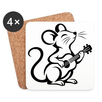 Maus Ratte Silhouette Watscheln Snowboard Musiker - Untersetzer (4er-Set) - Weiß - Vorne