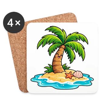 Tropische Palme – Sommer am Meer - Untersetzer (4er-Set) - Weiß - Vorne