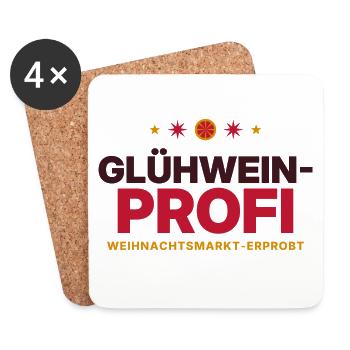 Glühwein-Profi Weihnachtsmarkt - Untersetzer (4er-Set) - Weiß - Vorne