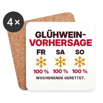 Glühwein-Vorhersage Wochenende - Untersetzer (4er-Set) - Weiß - Vorne