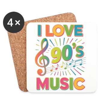 Ich Liebe 90er-Jahre-Musik, Retro-Neunziger-Jahre - Untersetzer (4er-Set) - Weiß - Vorne