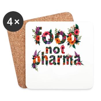 Food Not Pharma Bunte Blumenbuchstaben - Untersetzer (4er-Set) - Weiß - Vorne