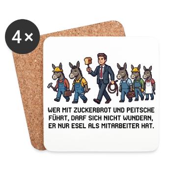 Wer_mit_Zuckerbrot_und_Peitsche - Untersetzer (4er-Set) - Weiß - Vorne