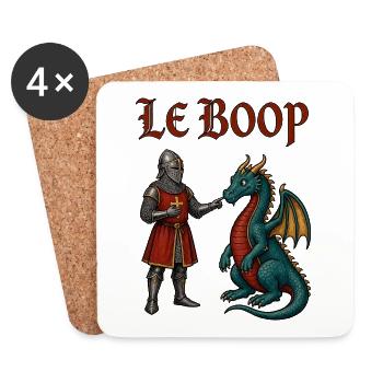 Le Boop – Ritter boopt Drachen | Mittelalter Meme - Untersetzer (4er-Set) - Weiß - Vorne
