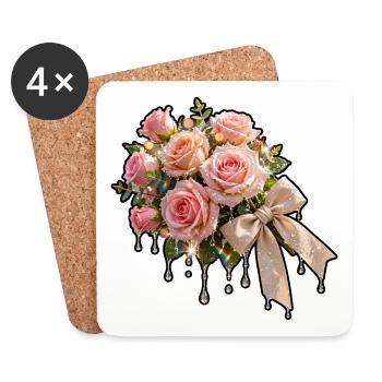 Rose Dew Bow Strauß - Untersetzer (4er-Set) - Weiß - Vorne