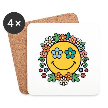Blumenkranz Sonnenschein - Untersetzer (4er-Set) - Weiß - Vorne