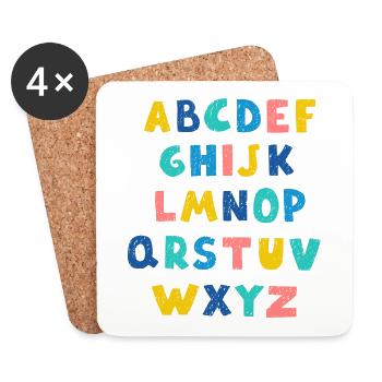 Lebendiges Alphabet - Untersetzer (4er-Set) - Weiß - Vorne
