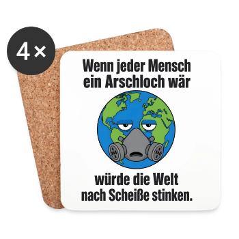 Maskierter Klimawandel - Humor - Untersetzer (4er-Set) - Weiß - Vorne