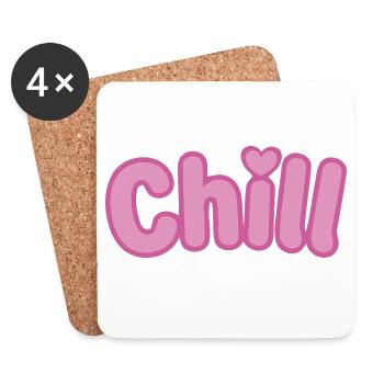 Chill Pink Bubbles Weiche Typografie - Untersetzer (4er-Set) - Weiß - Vorne