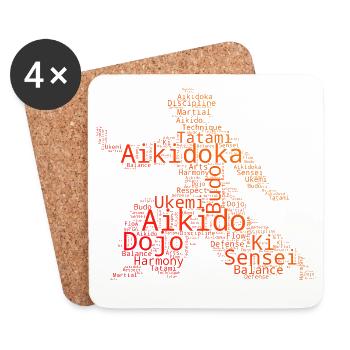 Selbstverteidigung Geschenkidee für Aikido-Prüfung - Untersetzer (4er-Set) - Weiß - Vorne