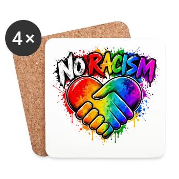 NoRassismus Regenbogen Herz-Hand - Untersetzer (4er-Set) - Weiß - Vorne