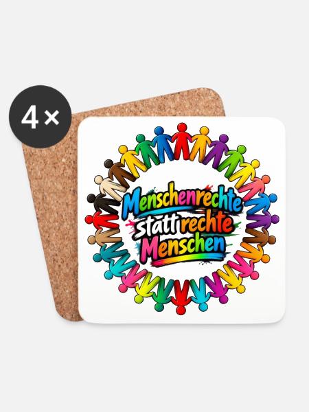 Menschenrechte statt rechte Menschen - Untersetzer (4er-Set) - Weiß
