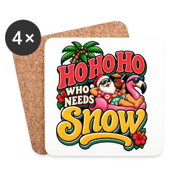 Tropisches Weihnachten mit Santa Flamingo - Untersetzer (4er-Set) - Weiß - Vorne