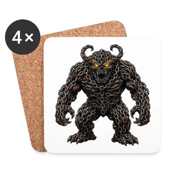 Epischer Rostketten-Monsterdämon - Untersetzer (4er-Set) - Weiß - Vorne