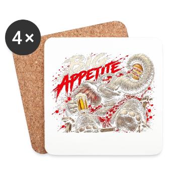 Big Appetite Elefant mit Burger und Bier - Untersetzer (4er-Set) - Weiß - Vorne
