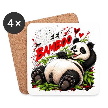 Eat Sleep Bamboo Panda - Untersetzer (4er-Set) - Weiß - Vorne
