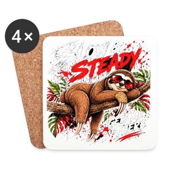 Slow & Steady Faultier - Untersetzer (4er-Set) - Weiß - Vorne