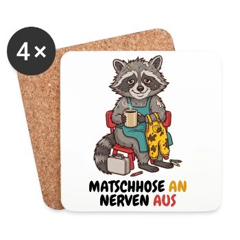Erzieherin Kita – Matschhose an, Nerven aus - Untersetzer (4er-Set) - Weiß - Vorne