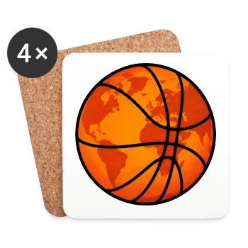 Basketball Weltkugel Globus Erdkugel Sport Shirt - Untersetzer (4er-Set) - Weiß - Vorne