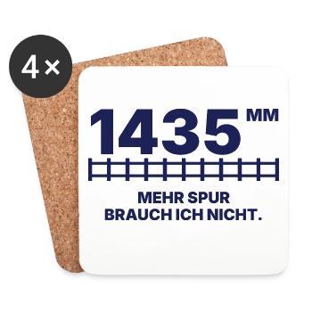 1435 mm Normalspur – Lustiges Eisenbahner Shirt - Untersetzer (4er-Set) - Weiß - Vorne