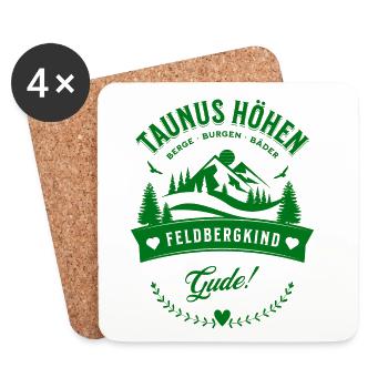 Taunus Höhen Berge Burgen Bäder Gude (Grün)  - Untersetzer (4er-Set) - Weiß - Vorne
