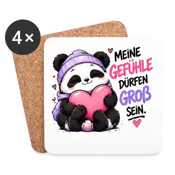 Panda Gefühle Groß Sein - Untersetzer (4er-Set) - Weiß - Vorne