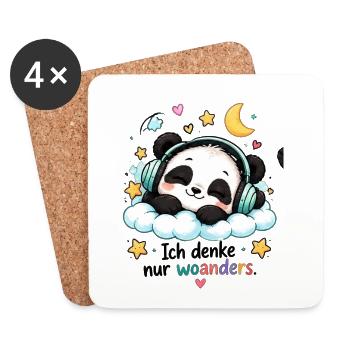 Panda Traum auf Wolke mit Kopfhörern - Untersetzer (4er-Set) - Weiß - Vorne