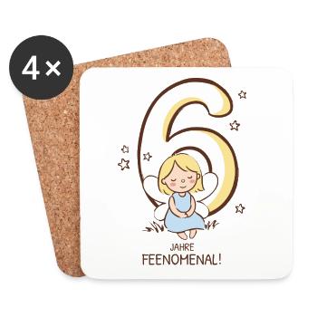 6 Jahre feenomenal: kleine Fee vor der 6 - Untersetzer (4er-Set) - Weiß - Vorne