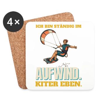 Ständig im Aufwind: Kiter eben - Untersetzer (4er-Set) - Weiß - Vorne