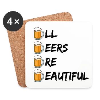 ALL BEERS ARE BEAUTIFUL BIER JGS ACAB ABAB SPRUCH - Untersetzer (4er-Set) - Weiß - Vorne