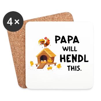 I Will Hendl This – Lustiger Papa Hühnerspruch - Untersetzer (4er-Set) - Weiß - Vorne