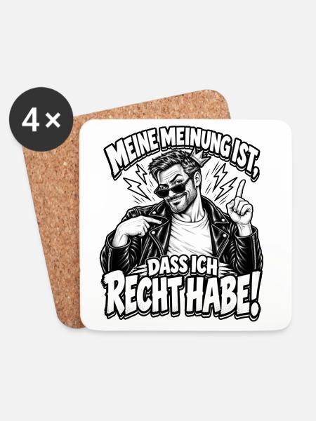 Meine Meinung: Recht Habe Ich - Untersetzer (4er-Set) - Weiß