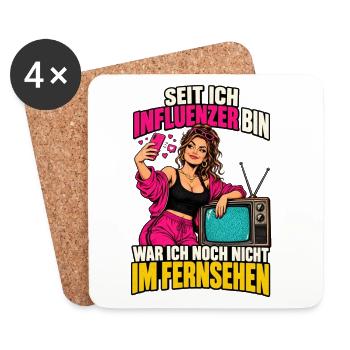 Seit ich Influencer bin – noch nicht TV - Untersetzer (4er-Set) - Weiß - Vorne