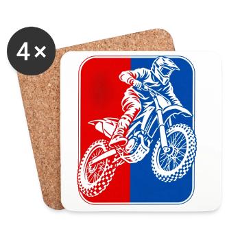 Motocross-Rider RotBlau Kontrast - Untersetzer (4er-Set) - Weiß - Vorne