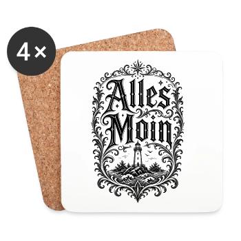 Alles Moin – Leuchtturm Shirt - Untersetzer (4er-Set) - Weiß - Vorne