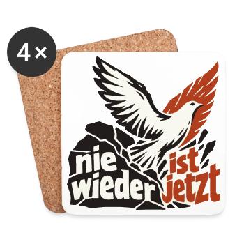 Nie wieder ist jetzt Friedenstaube Demokratie - Untersetzer (4er-Set) - Weiß - Vorne