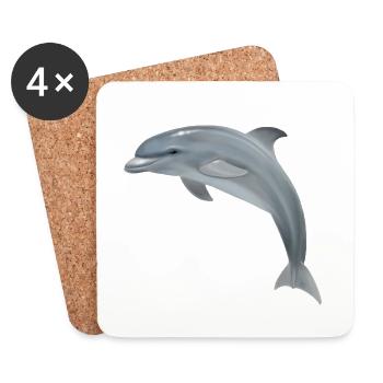 Springender Delfin - Realistisch gemalt - Untersetzer (4er-Set) - Weiß - Vorne