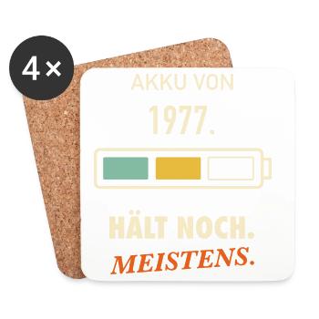 Jahrgang 1977 Akku hält noch 50. Geburtstag lustig - Untersetzer (4er-Set) - Weiß - Vorne