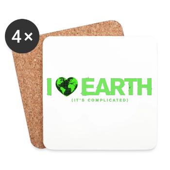 I Love Earth It's Complicated Umwelt Spruch - Untersetzer (4er-Set) - Weiß - Vorne