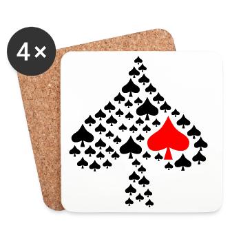 Roter Spaten Karten - Untersetzer (4er-Set) - Weiß - Vorne