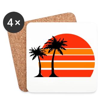 Sonnenuntergang am Palmenstrand - Untersetzer (4er-Set) - Weiß - Vorne