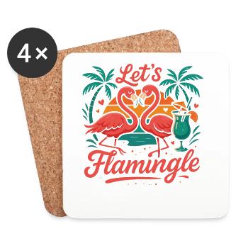 Let's Flamingle - Untersetzer (4er-Set) - Weiß - Vorne