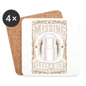 Missing clean or oily Car lover car guy mechanic - Untersetzer (4er-Set) - Weiß - Vorne