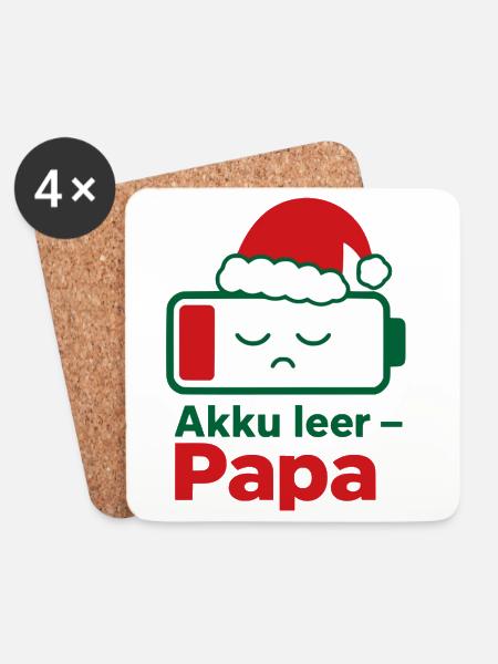Akku leer Papa Weihnachten Familie Partnerlook - Untersetzer (4er-Set) - Weiß