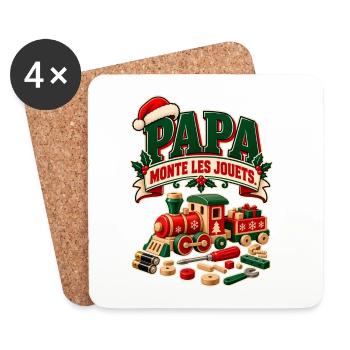 Papa baut die Spielsachen zusammen – Humor, Weihnachten und DIY - Untersetzer (4er-Set) - Weiß - Vorne