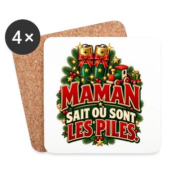 Mama weiß, wo die Batterien sind – Weihnachtshumor - Untersetzer (4er-Set) - Weiß - Vorne
