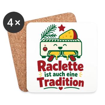 Raclette Weihnachten Lustiger Silvester Spruch - Untersetzer (4er-Set) - Weiß - Vorne